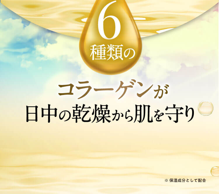 6種類のコラーゲンが日中の乾燥から肌を守り ※保湿成分として配合